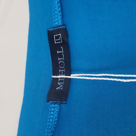 MIHOLL. Turquoise Blue V-Neck Cuffed Short Sleeve Tee Shirt - L - Picture 2 of 8